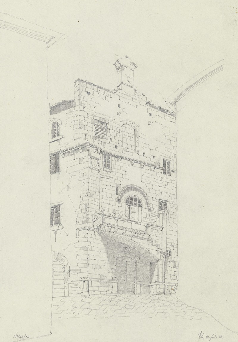 House in Viterbo by Friedrich Wilhelm Ludwig, 1851 — digital art print download