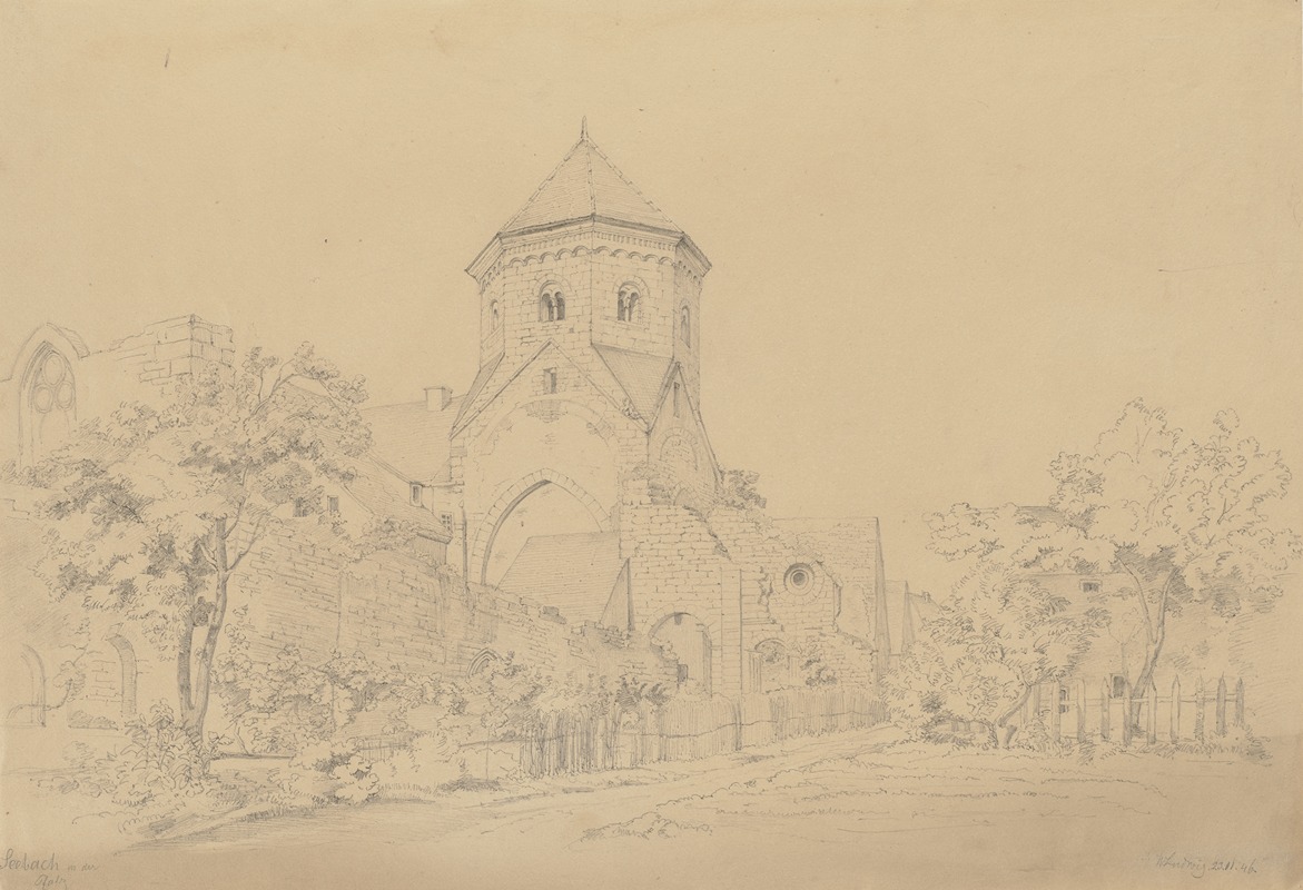 Klosterkirche Sankt Laurentius in Seebach by Friedrich Wilhelm Ludwig, 1846 — digital art print download