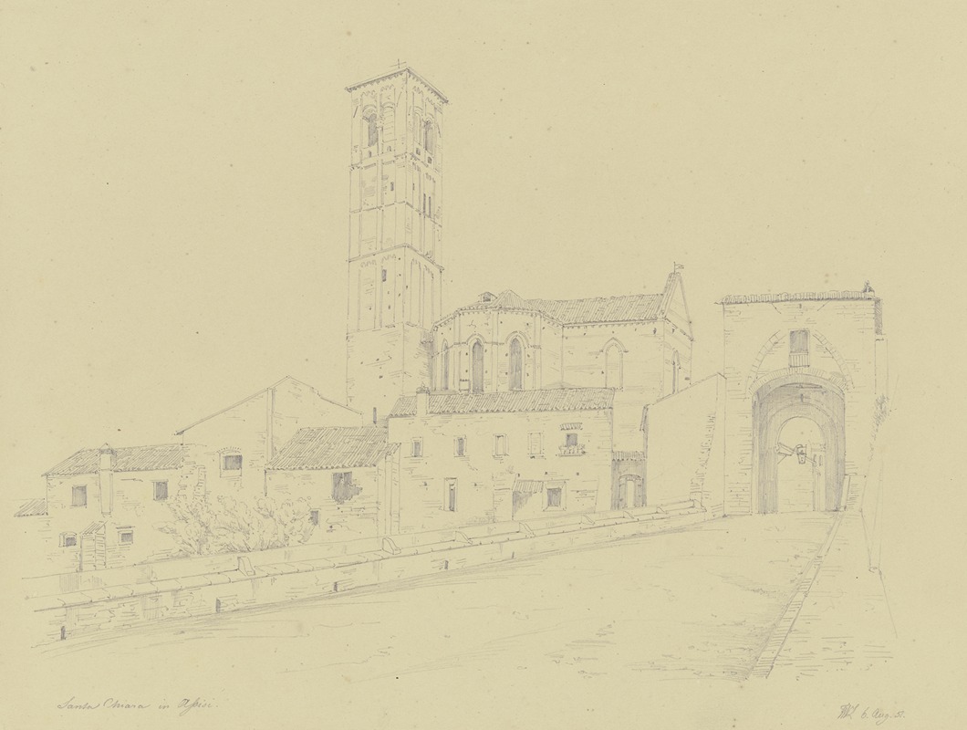 Saint Chiara in Assisi by Friedrich Wilhelm Ludwig, 1851 — digital art print download