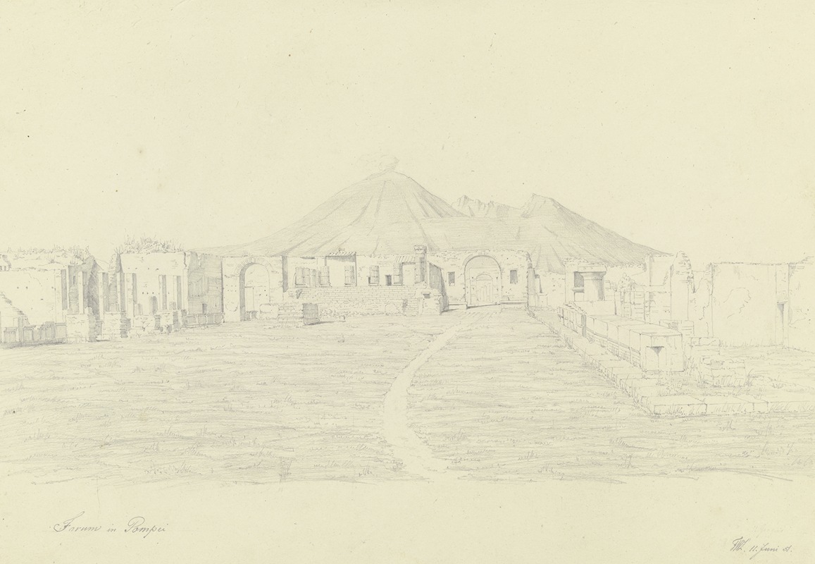 The forum in Pompeii by Friedrich Wilhelm Ludwig, 1851 — digital art print download