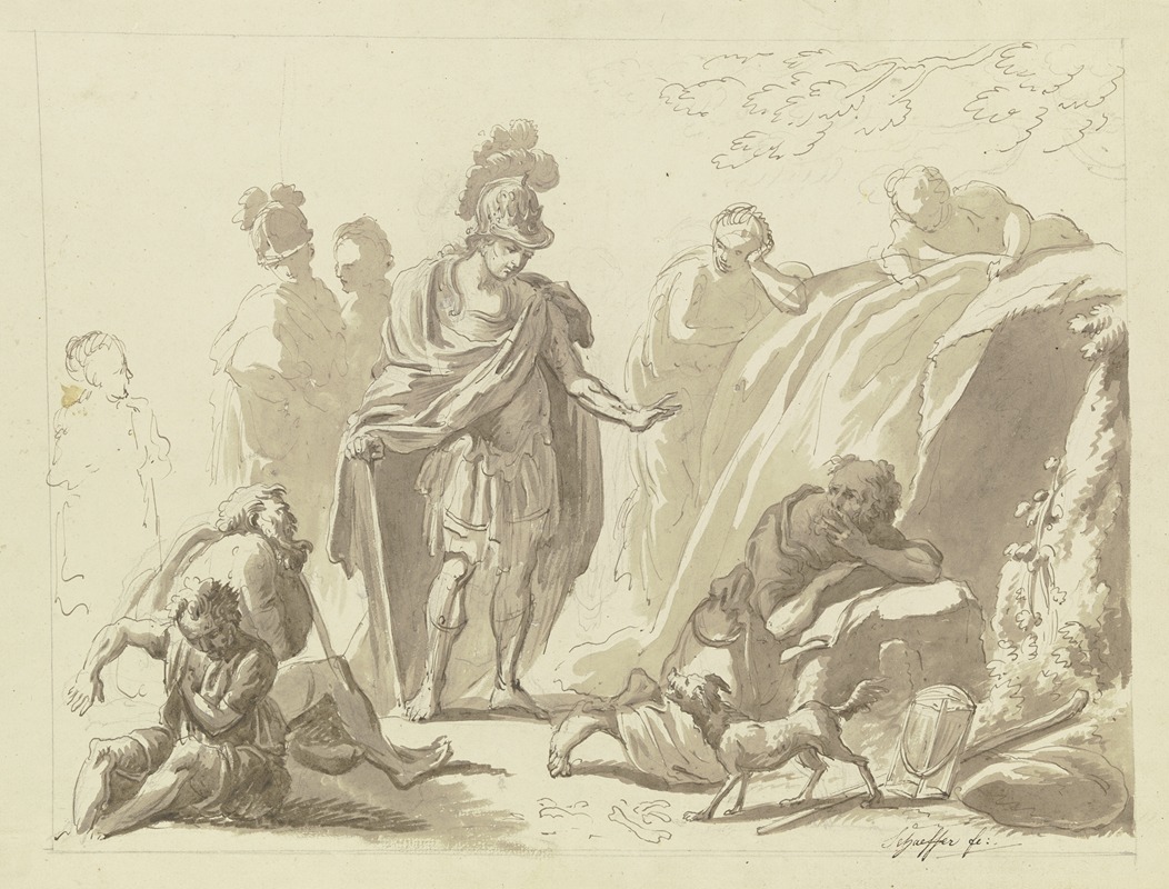 Alexander mit seinem Gefolge vor Diogenes — Friedrich Wilhelm Schäfer