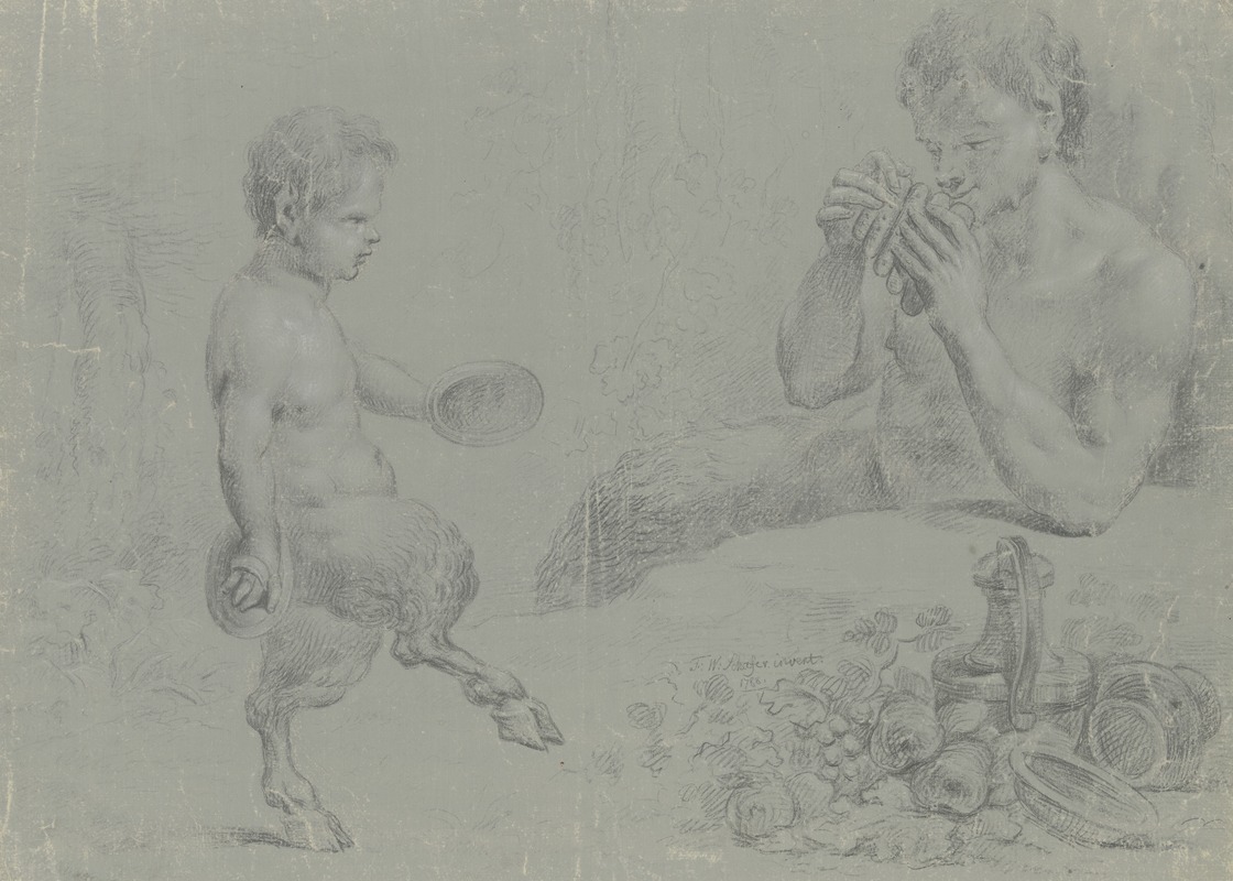 Ein Satyr bläst einem Satyrknaben zum Tanz — Friedrich Wilhelm Schäfer