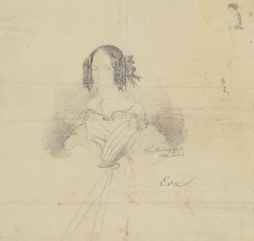 Brustbild einer Dame (Eva) by Фриц Бамбергер, 1840 — digital art print download