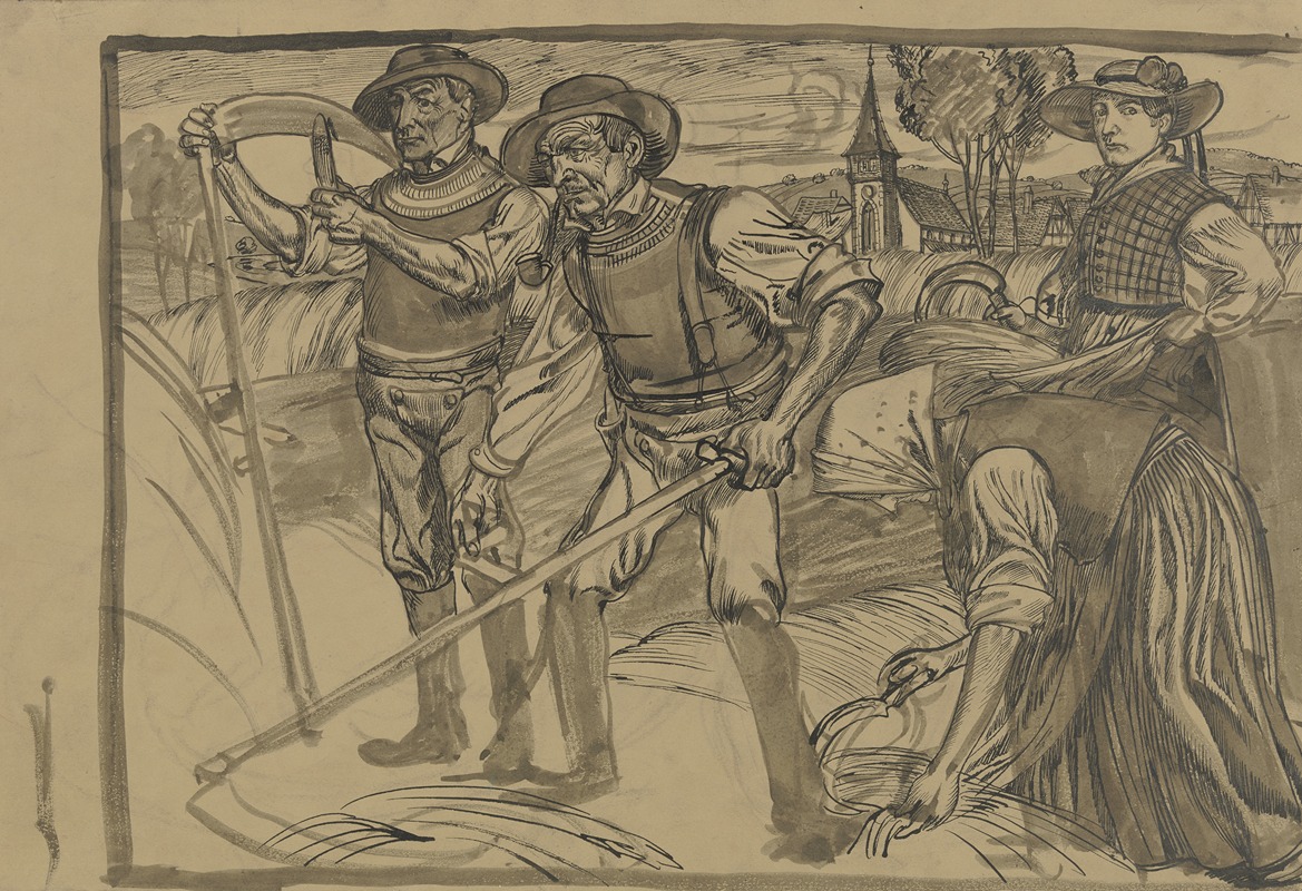 Farmers mowing by Fritz Boehle — digital art print download
