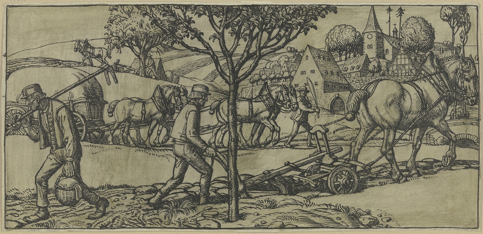 Plowing farmer by Фриц Бёле — digital art print download