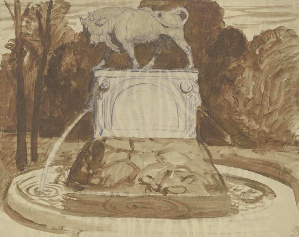 Schreitender Stier auf hohem Sockel — Fritz Boehle