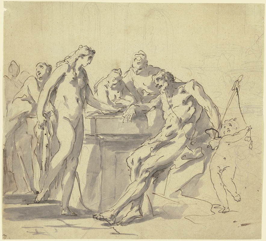 Hercules and Omphale by Gaspare Diziani — digital art print download