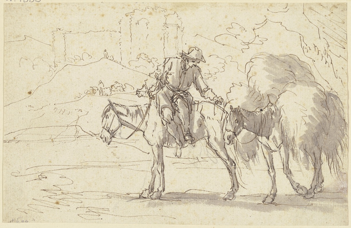 A farmer on a horse by Георг Филипп Ругендес Старший — digital art print download