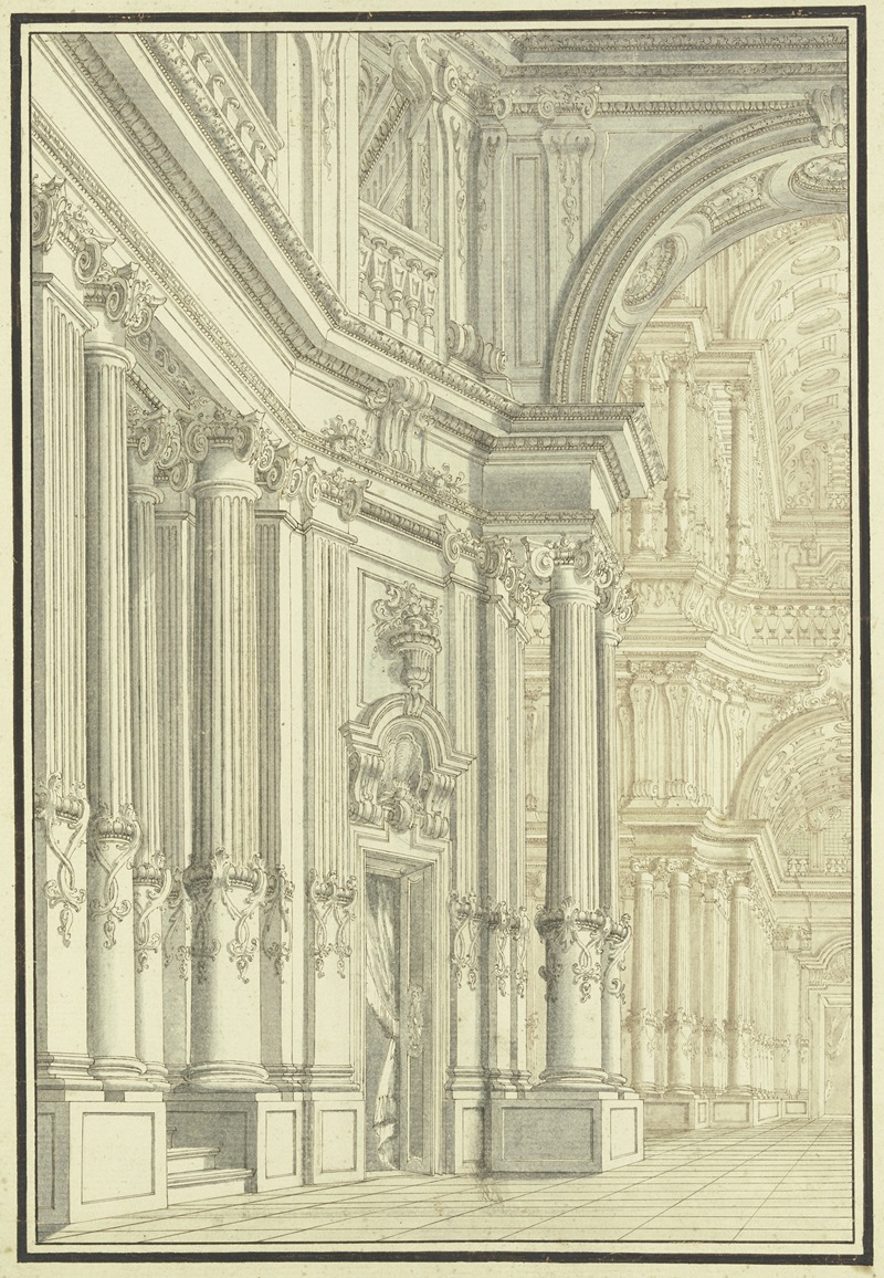 Innenraum einer barocken Kirche by Giacomo Antonio Mannini — digital art print download