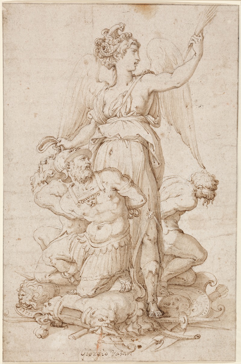 Victory with three Prisoners kneeling on Trophies — Giorgio Vasari