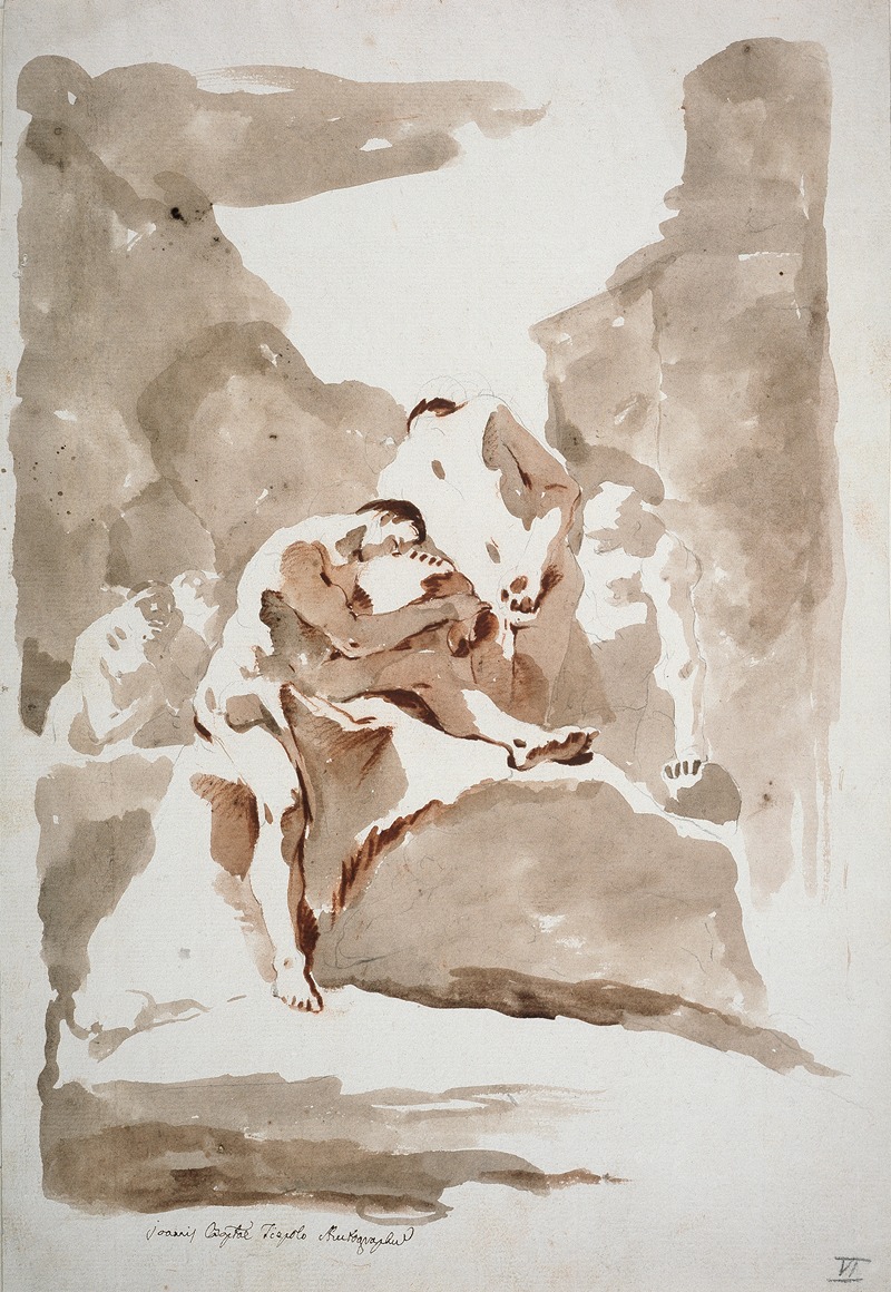 Vier Akte in einer Landschaft by Giovanni Battista Tiepolo — digital art print download