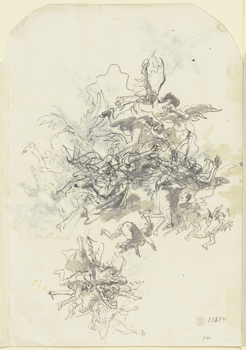 Fliegende Engel und Putten by Giovanni Domenico Tiepolo — digital art print download