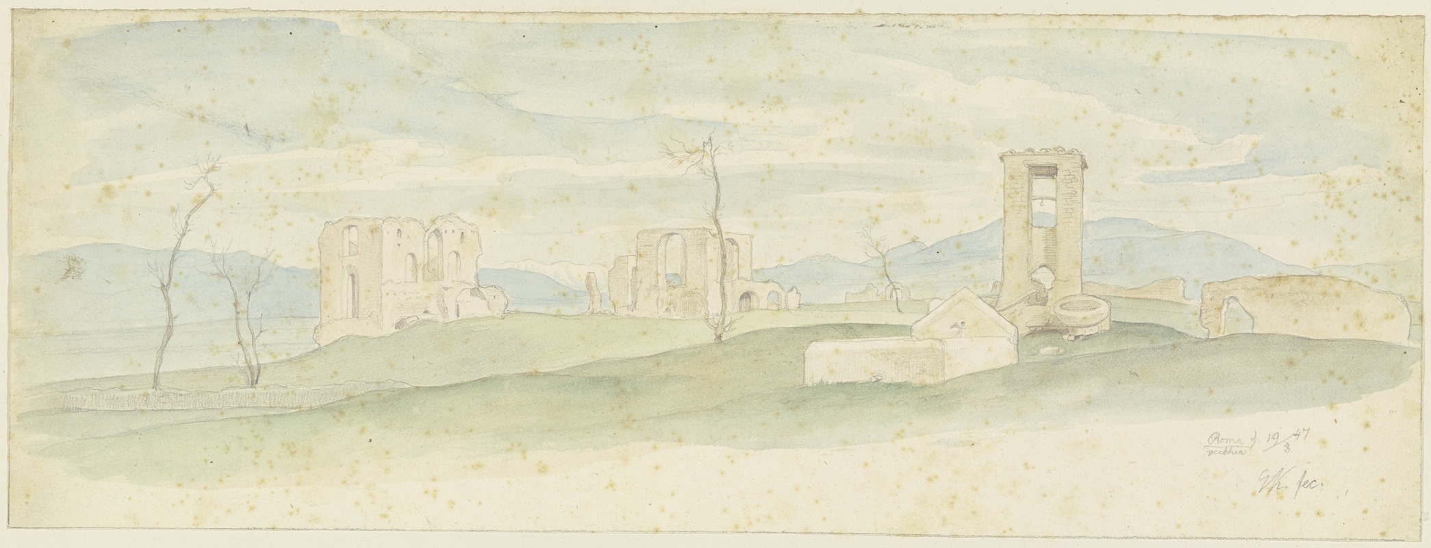 Partie der Campagna Romana by Gustav Kaupert, 1847 — digital art print download