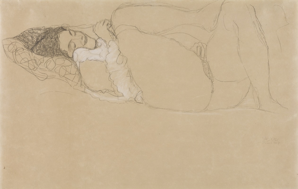 Reclining semi-nude facing left by Gustav Klimt, 1914 – 1915 — digital art print download