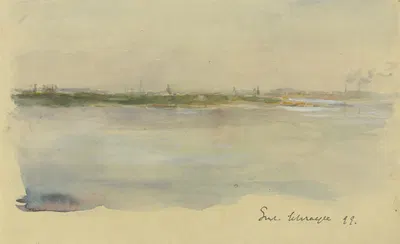 City at the riverside by Густав Шрэгле, 1899 — digital art print download