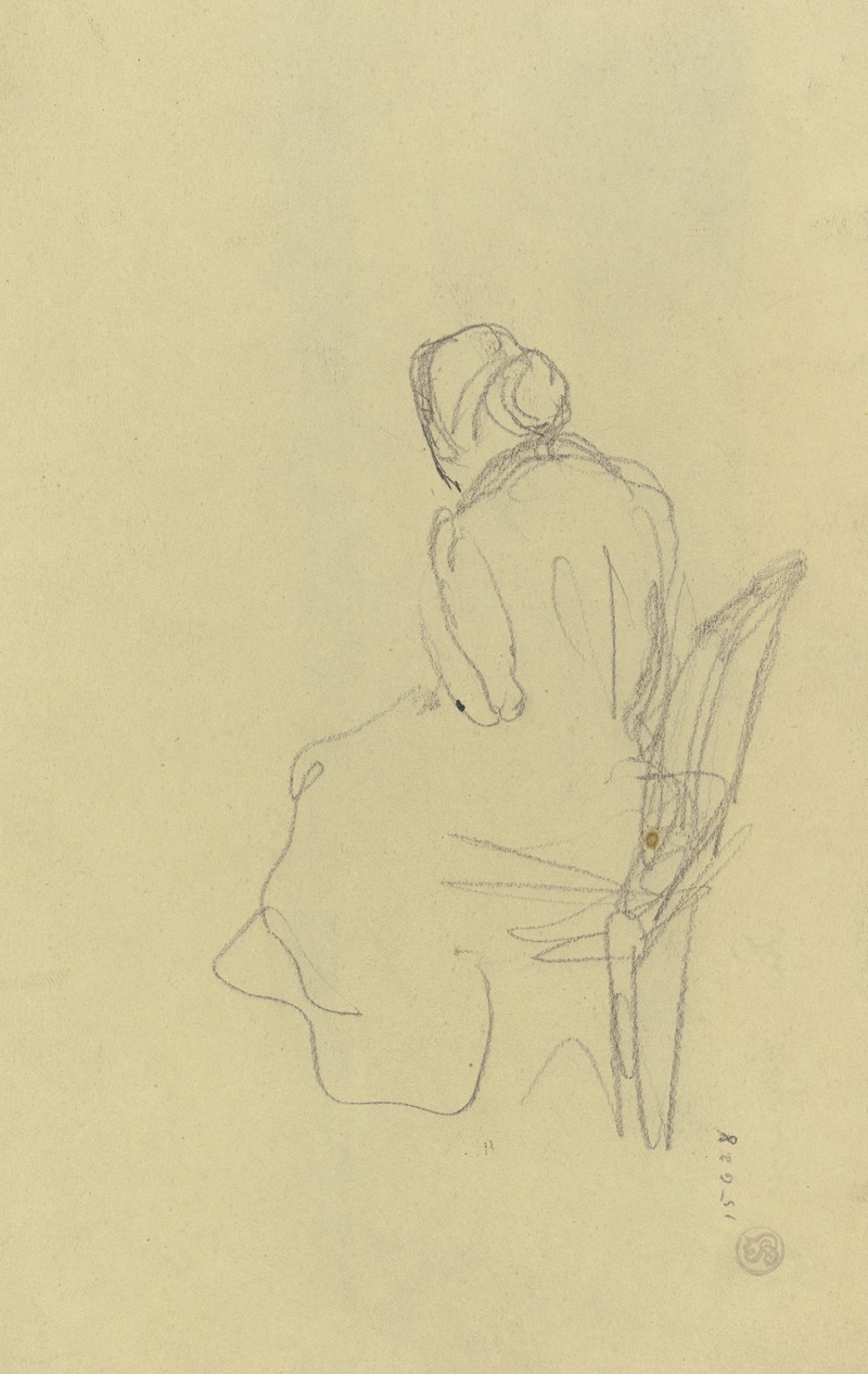 Rückenfigur einer sitzenden Frau by Густав Шрэгле, 1899 — digital art print download