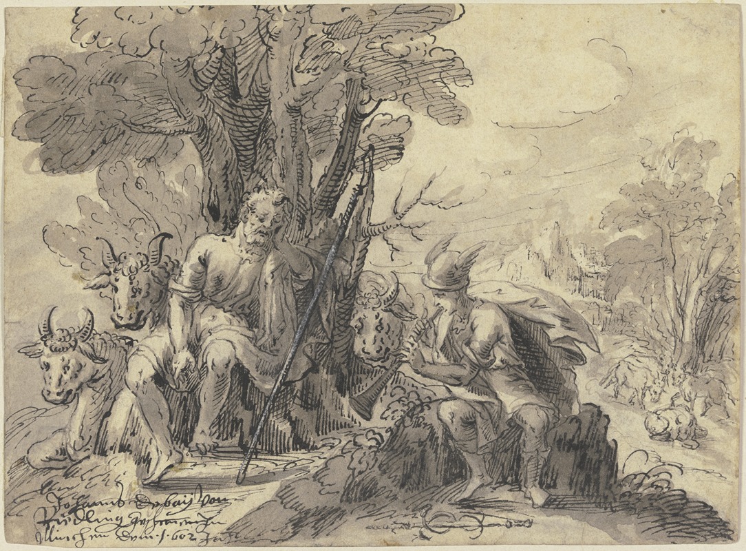 Argus mit seiner Herde unter einem Baum sitzend by Hans Depay, 1602 — digital art print download