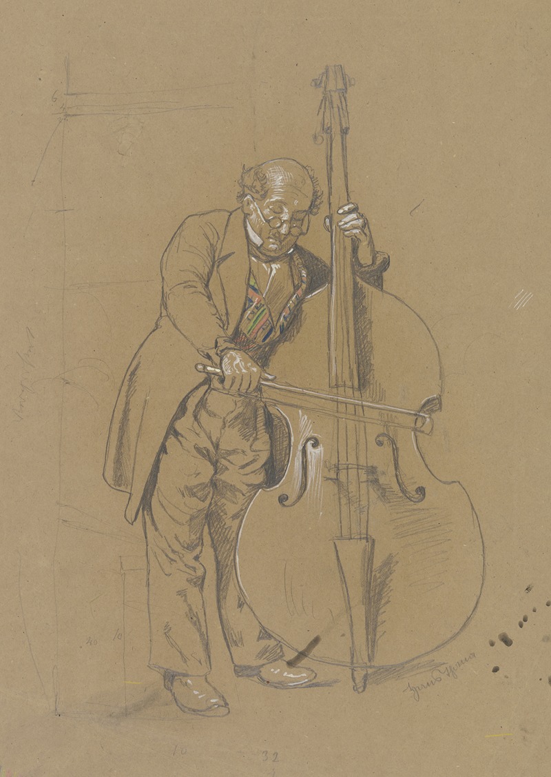 Double-bass player by Ханс Тома, 1882 — digital art print download