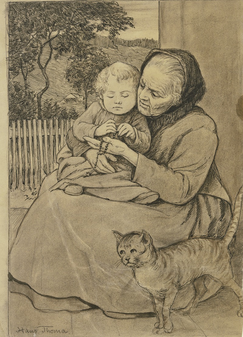 Sitzende alte Frau mit Kind by Ханс Тома — digital art print download
