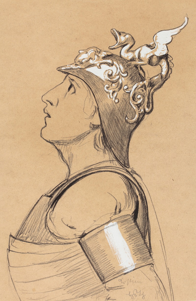 Valkyrie (Costume Study for Bayreuth) Head with Helmet — Ханс Тома