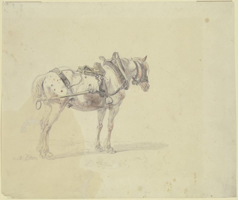 Harnessed horse by Генрих Бюркель — digital art print download