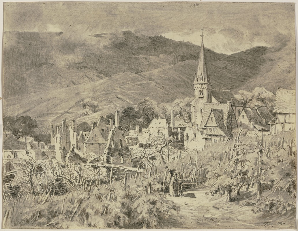 Blick auf Senheim by Генрих Функ, 1839 — digital art print download