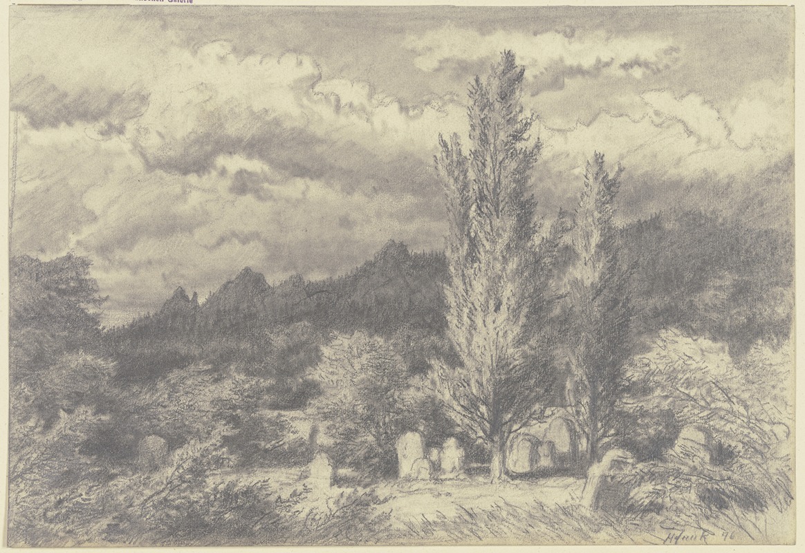 Forest cemetery by Генрих Функ, 1876 — digital art print download