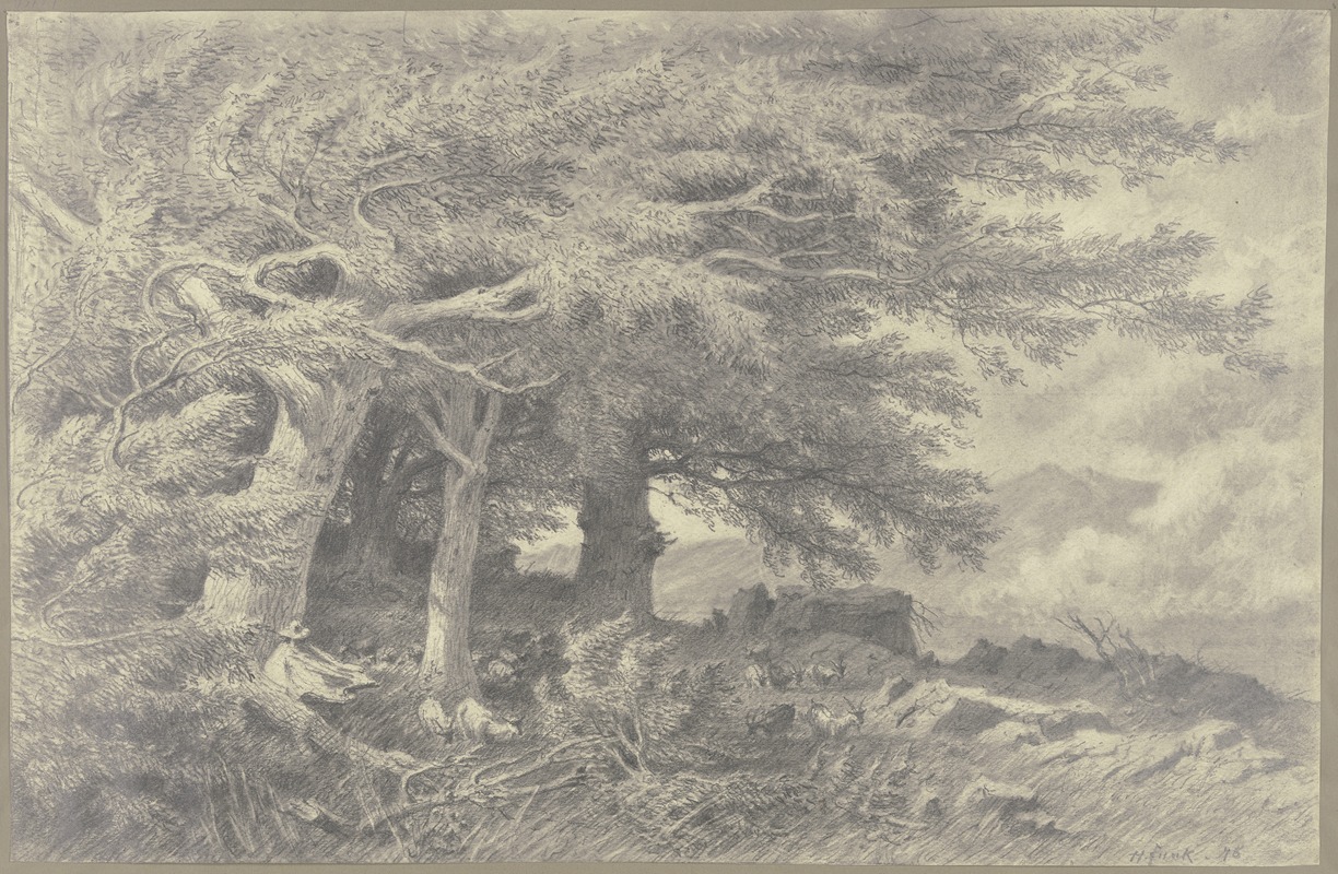 Forest edge with herd of goats — Генрих Функ