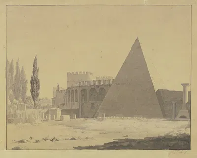 Der protestantische Friedhof bei der Cestiuspyramide in Rom by Heinrich Hübsch — digital art print download