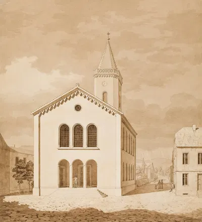 Entwurf zu einer Kirche für die Gemeinde Friedrichsdorf by Heinrich Hübsch, 1825 — digital art print download