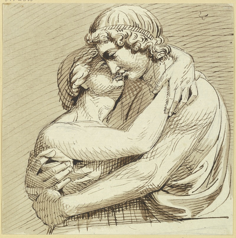 Ein sich umarmendes Liebespaar by Heinrich Meyer — digital art print download