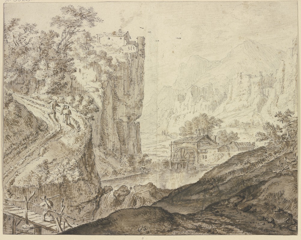 Rock valley with a mill by Герман Сафтлевен III — digital art print download