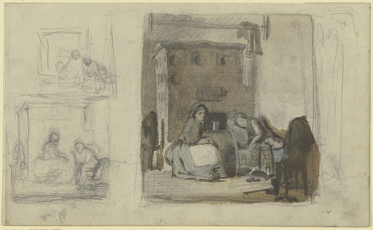 Studienblatt; Familienszenen — Hermann Gollner