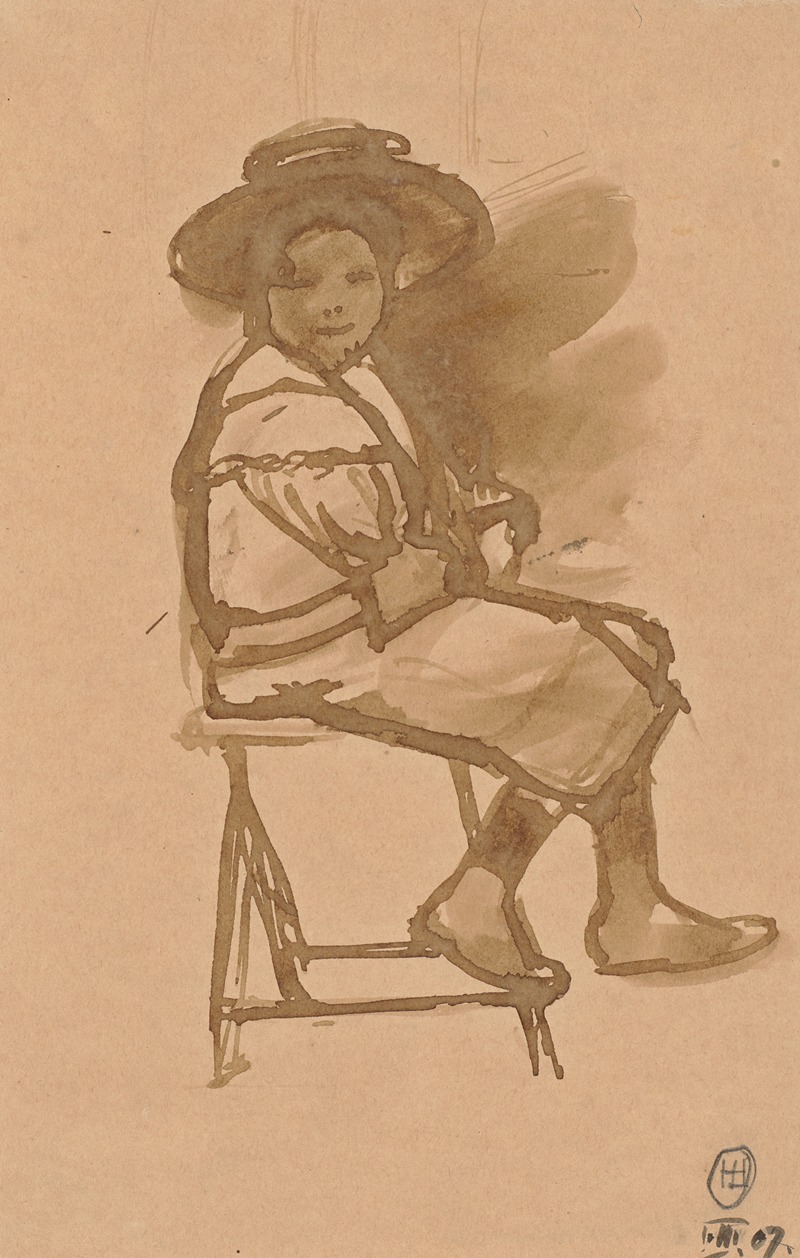 Frau mit Hut, auf einem Stuhl sitzend — Hermann Lismann