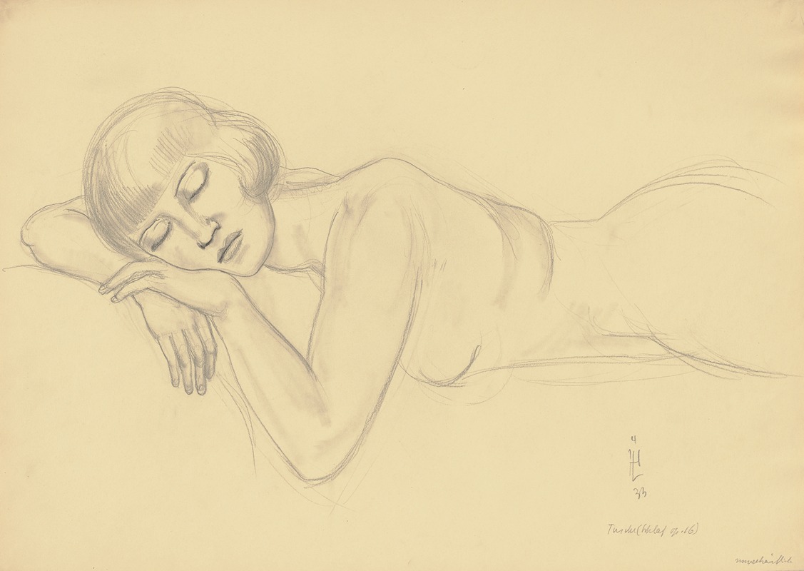Sleeping female nude by Герман Лисманн, 1933 — digital art print download