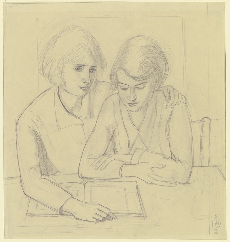Two girls by Герман Лисманн, 1926 — digital art print download