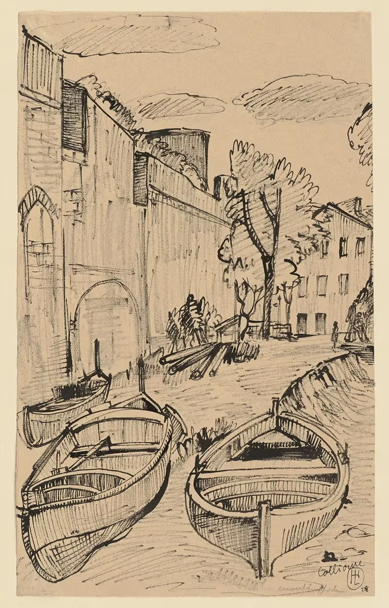 Zwei Boote im Hafen von Collioure — Hermann Lismann