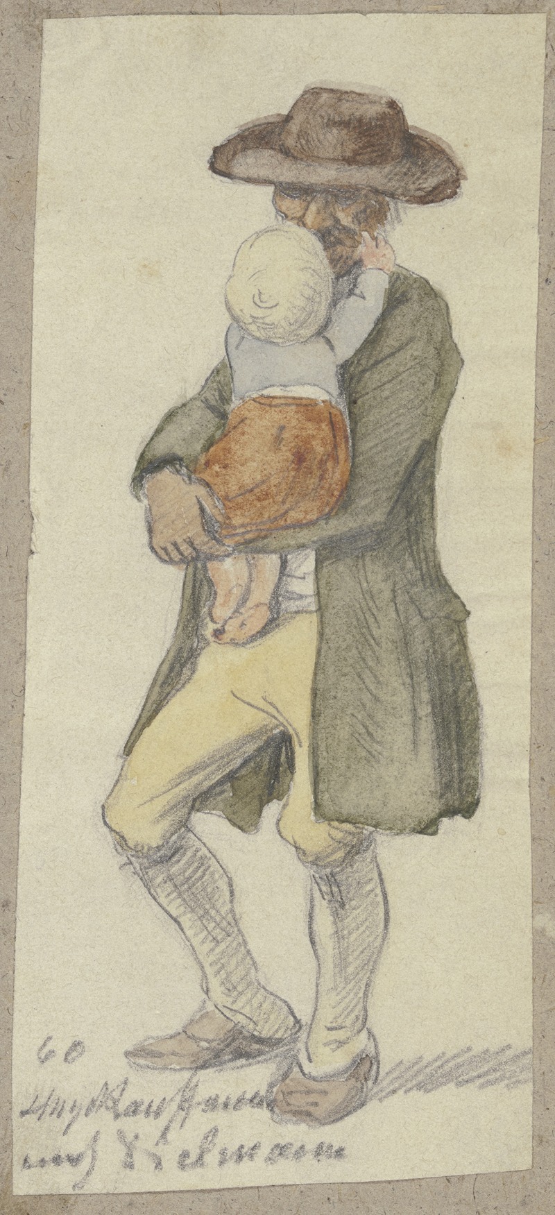 Farmer with child on his arm by Хьюго Кауфманн, 1860 — digital art print download