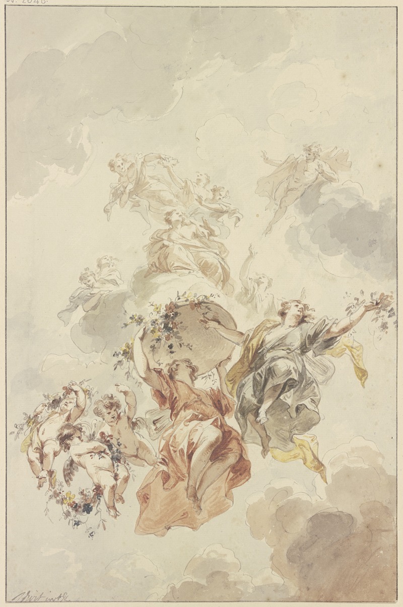 Flora and Zephyr by Якоб де Вит, 1725 — digital art print download