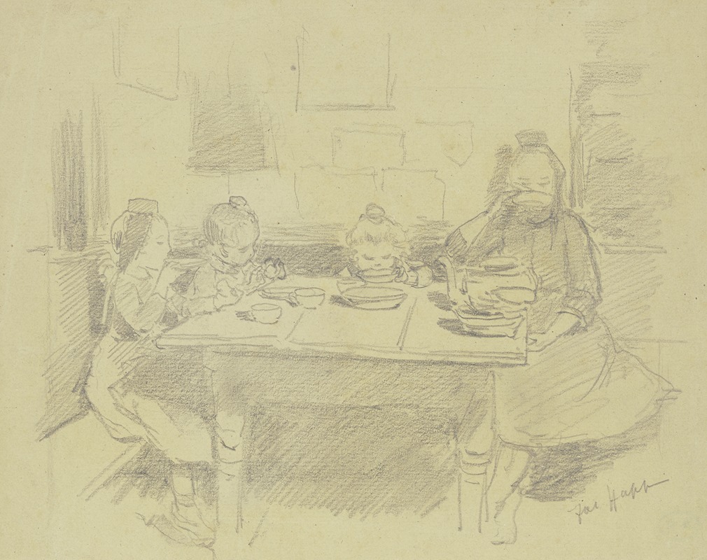 Vier Schwälmer Kinder am Tisch by Якоб Хапп — digital art print download