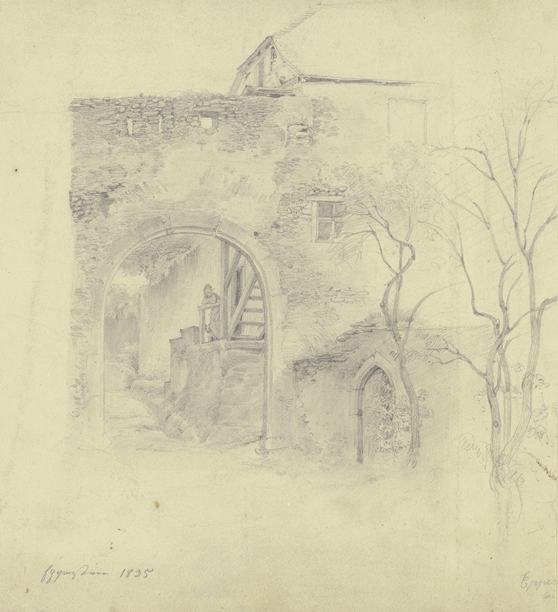 Castle gate in Eppstein by Якоб Фюрхтегот Дильман, 1835 — digital art print download
