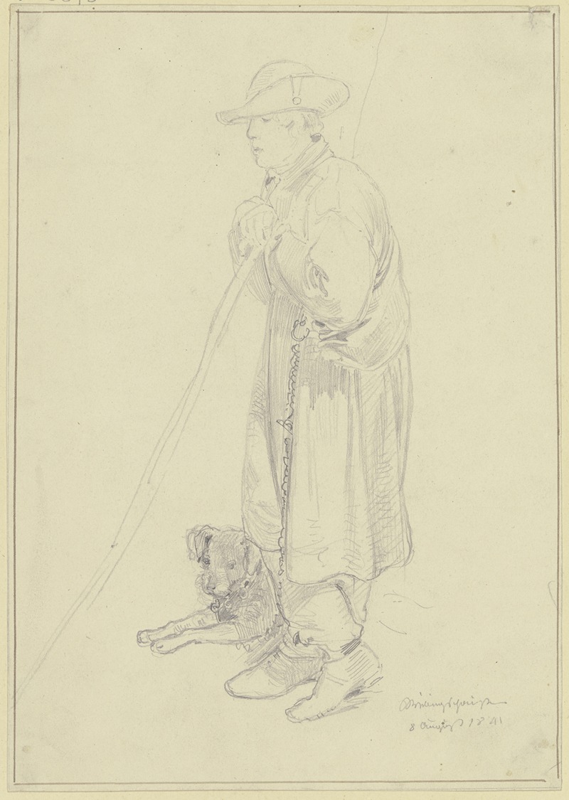 Ein Schäfer mit seinem Hund by Якоб Фюрхтегот Дильман, 1841 — digital art print download