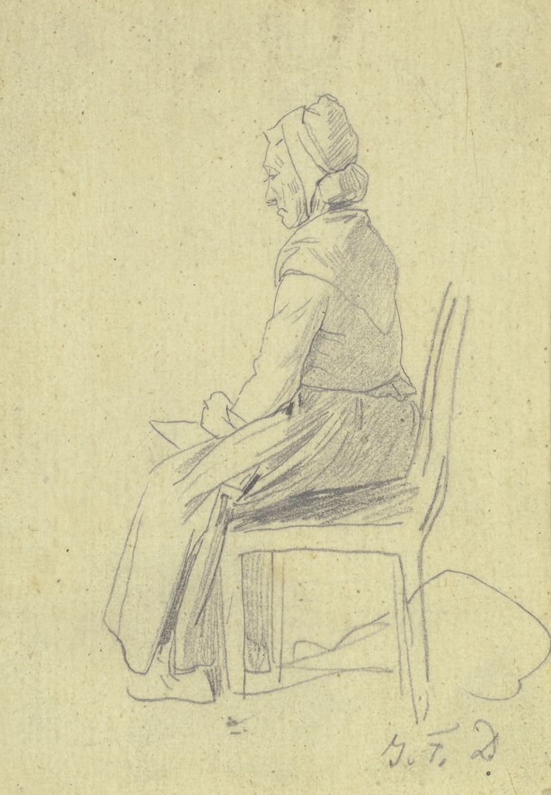 Sitting old woman by Якоб Фюрхтегот Дильман — digital art print download