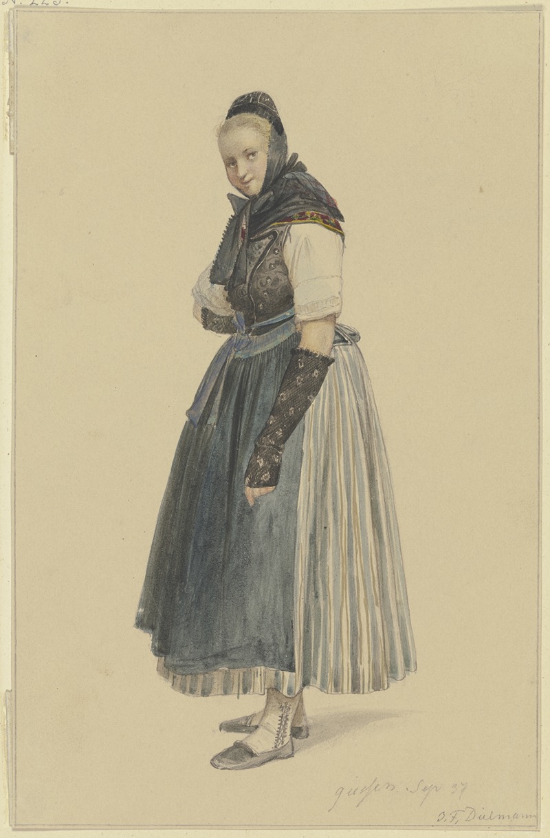 Stehende Bäuerin nach links by Jakob Fürchtegott Dielmann, 1837 — digital art print download