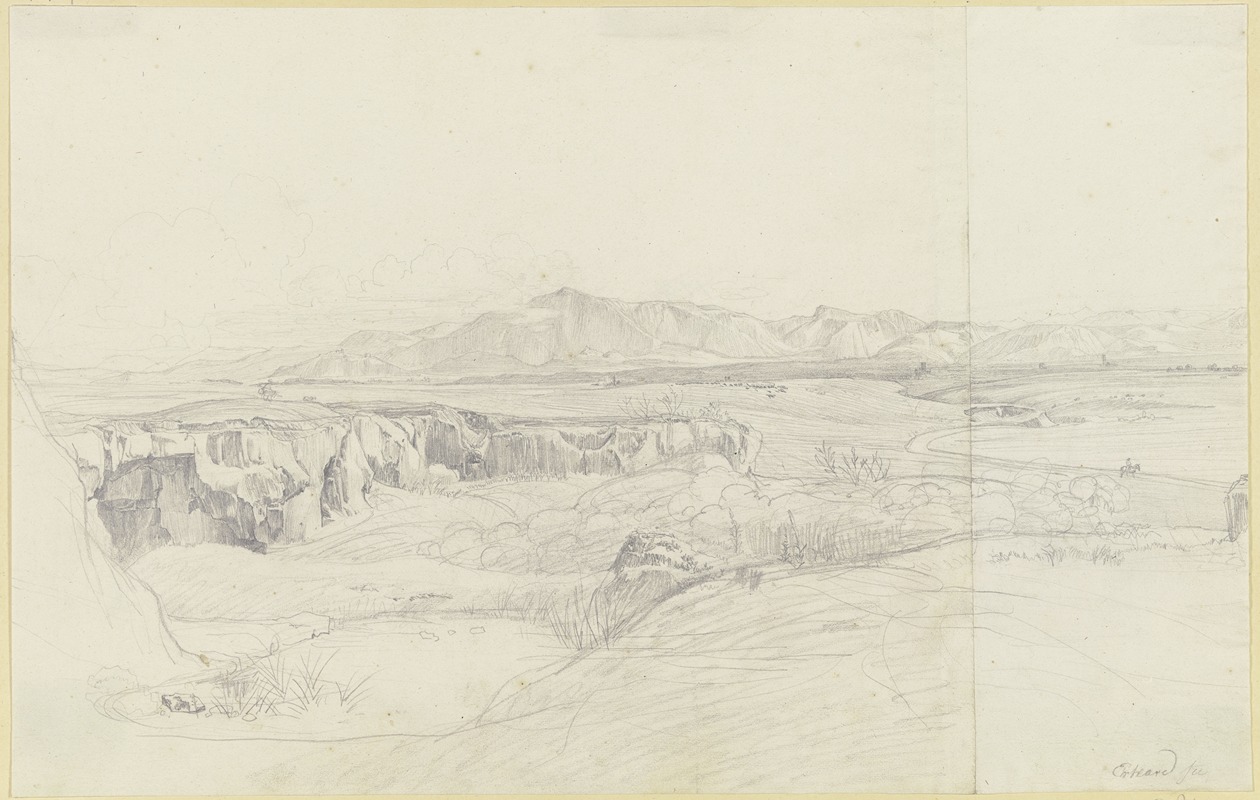 Römische Campagna mit dem Monte Genaro by Иоганн Кристоф Эрхард — digital art print download
