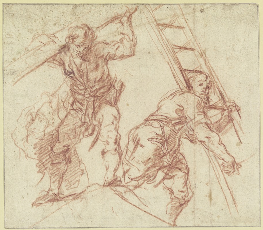 Zwei Männer, der eine einen Balken, der andere eine Leiter tragend — Johann Christoph Storer