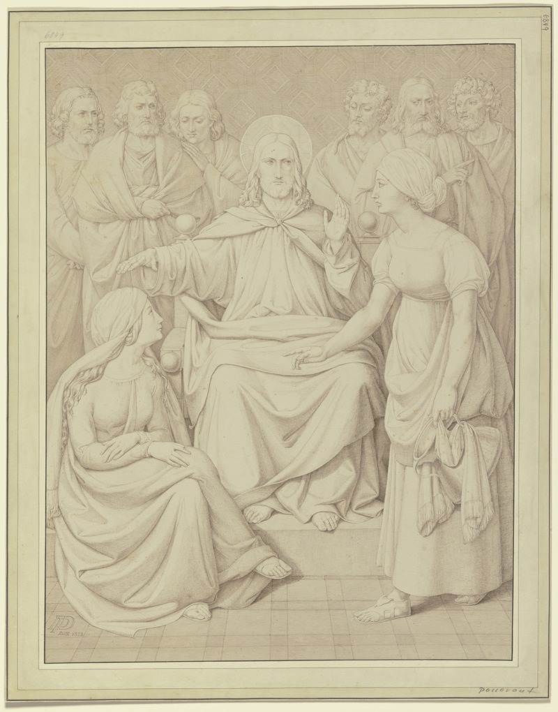 Jesus, Martha and Mary by Иоганн Давид Пассаваант, 1823 — digital art print download