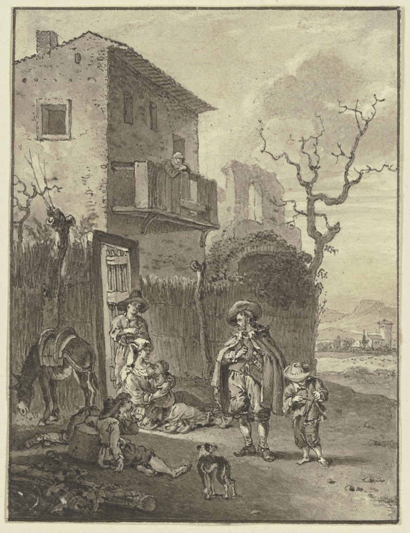 Ruhende Bauern bei einer Osteria by Иоганн Фридрих Морганштерн — digital art print download