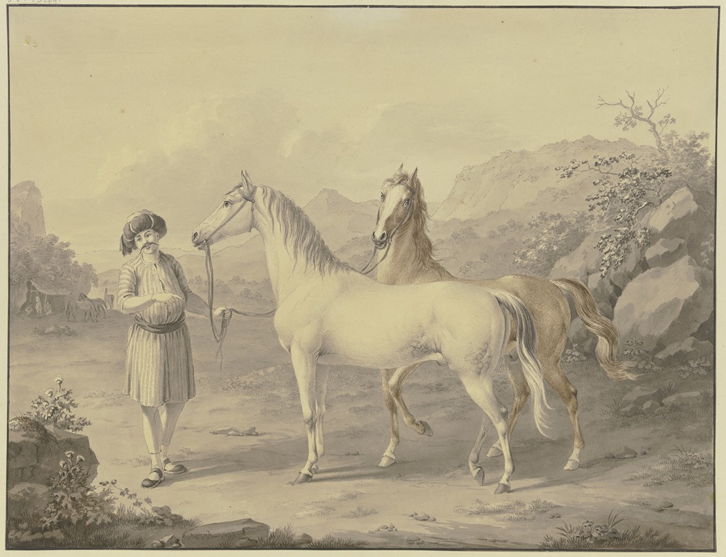 Arabian horses by Johann Georg Pforr, 1797 — digital art print download