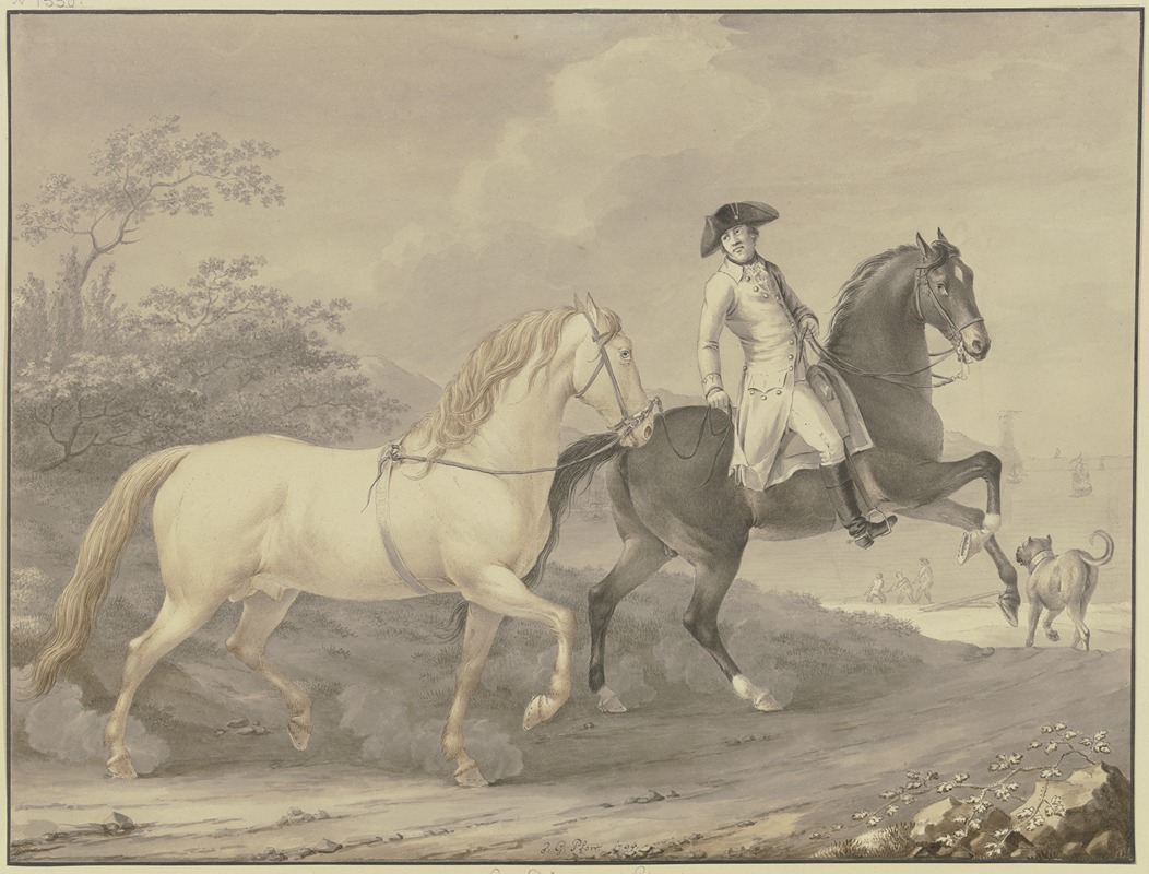 Danish horses by Johann Georg Pforr, 1794 — digital art print download